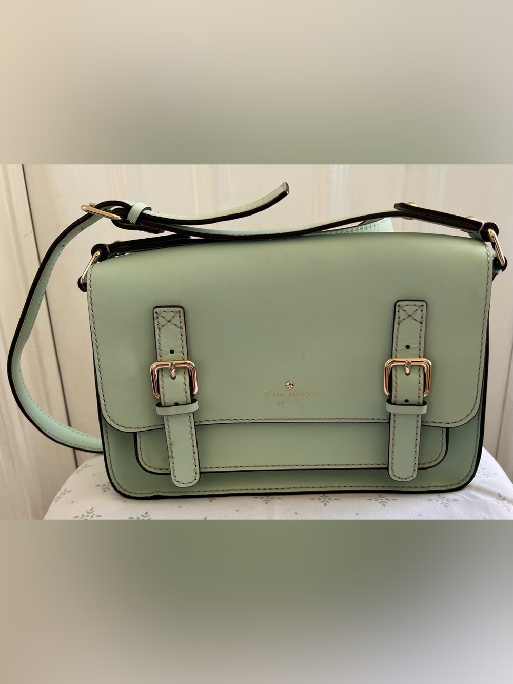 Kate Spade New York Essex Scout Crossbody Bag in Faded Mint with Gold Hardware